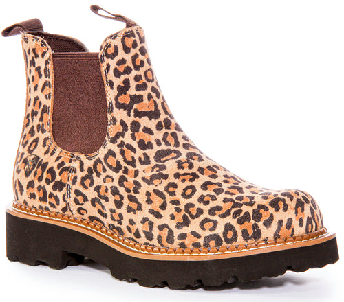 Ariat Stivaletti Chelsea da donna Fatbaby Twin Gore Single Stitch Welt Elastici in pelle scamosciata in ghepardo