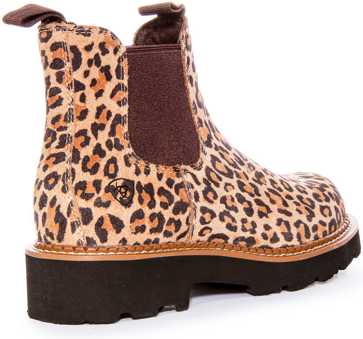 Ariat Stivaletti Chelsea da donna Fatbaby Twin Gore Single Stitch Welt Elastici in pelle scamosciata in ghepardo