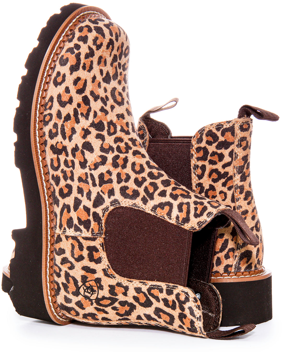 Ariat Stivaletti Chelsea da donna Fatbaby Twin Gore Single Stitch Welt Elastici in pelle scamosciata in ghepardo