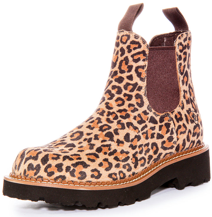 Ariat Fatbaby Twin Chelsea Boots In Leopard