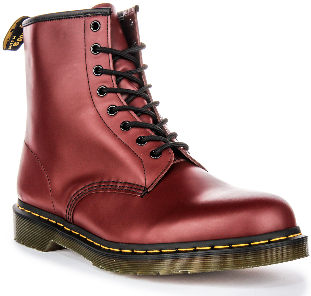 Dr Martens 1460 Smooth Bottes en cuir classiques 8 oeillets à lacets poures en cerise