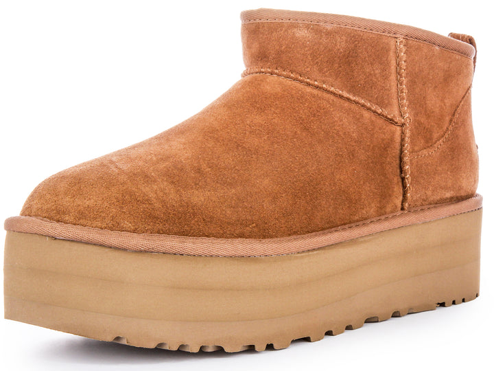 Ugg Australia Classic Ultra Mini Platform In Chestnut For Women