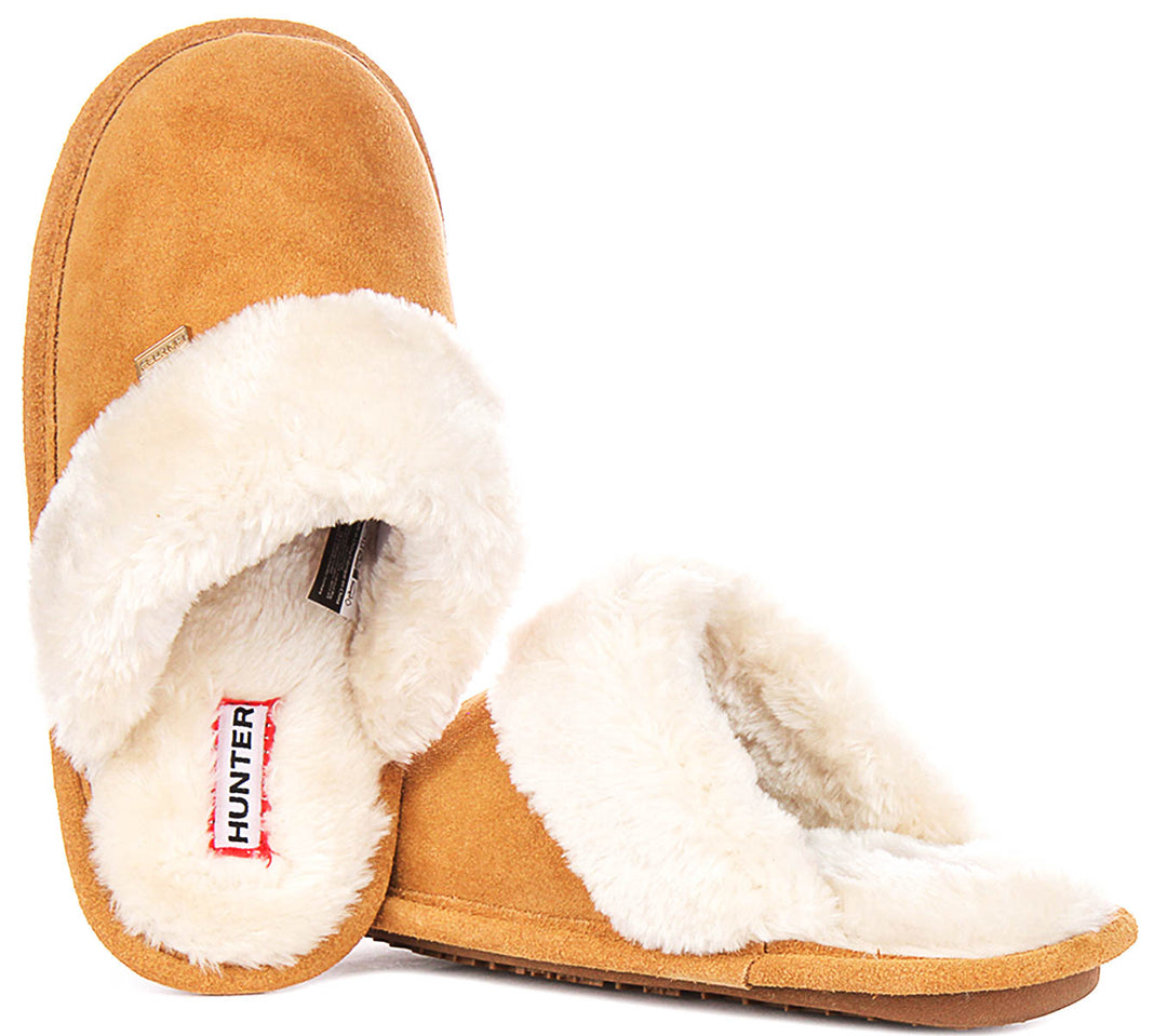 Hunter Womens Mule Slipper In Chestnut
