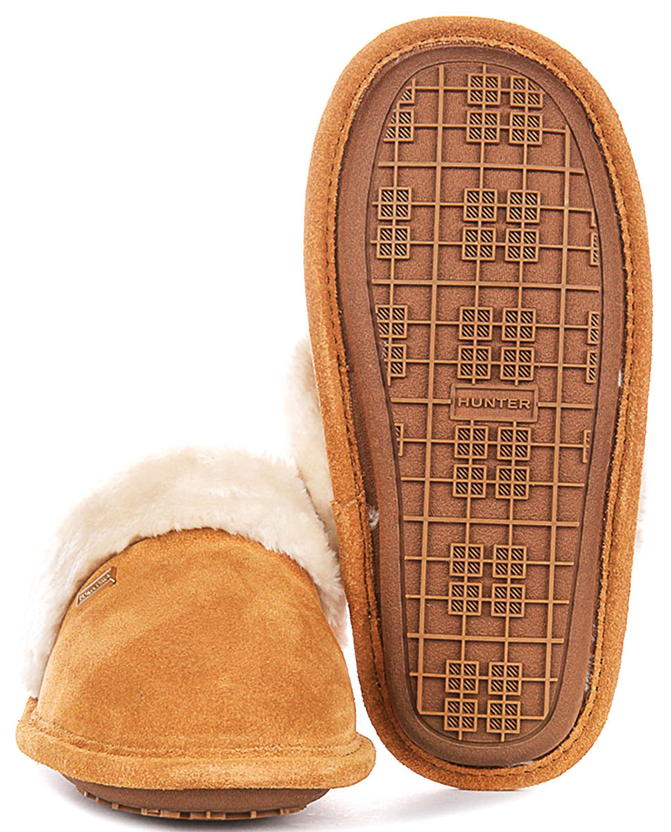 Hunter Womens Mule Slipper In Chestnut