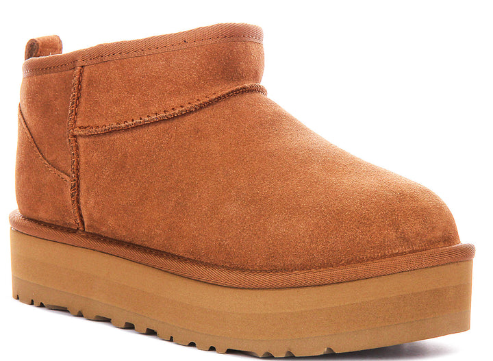 UGG Kids Classic Ultra Mini Platform In Chestnut For Junior