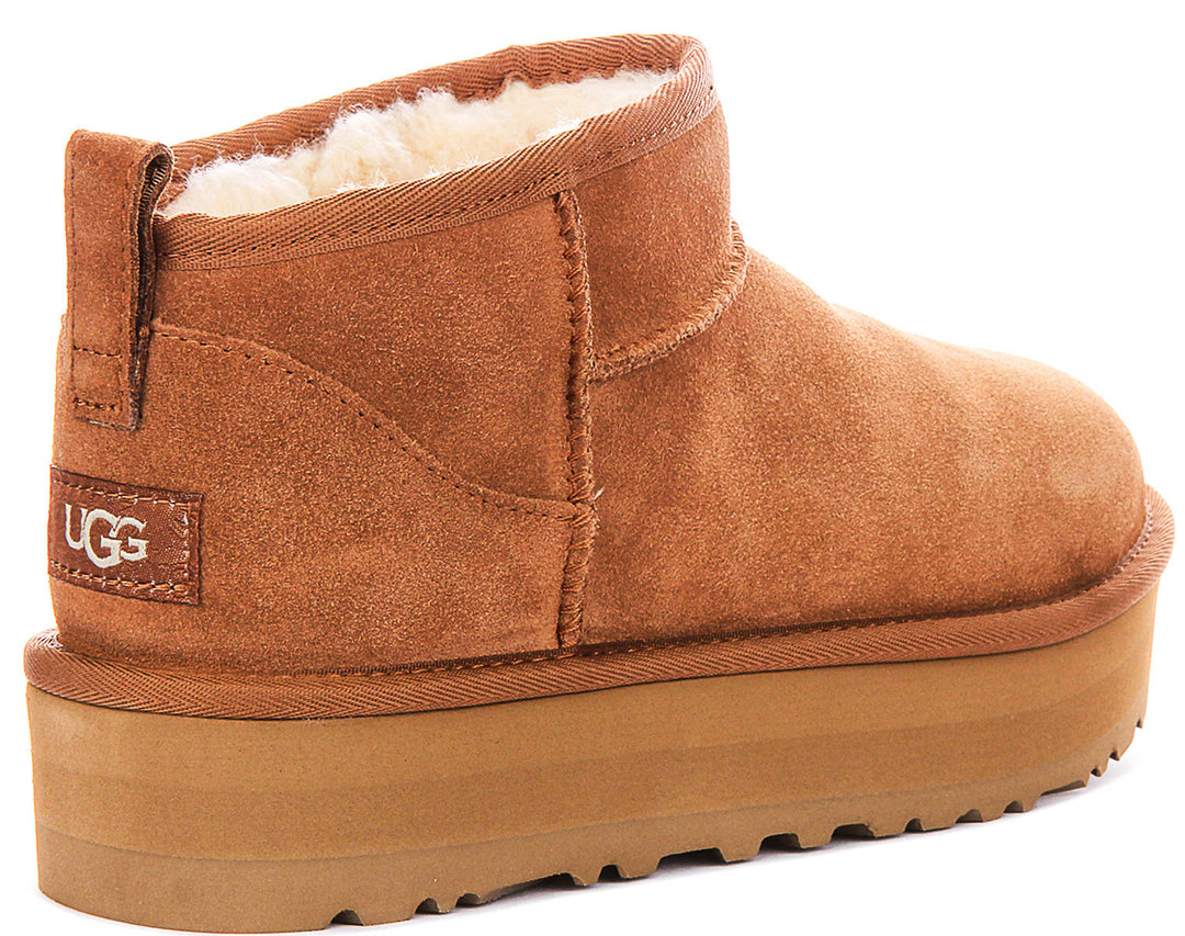 UGG Kids Classic Ultra Mini Platform In Chestnut For Junior