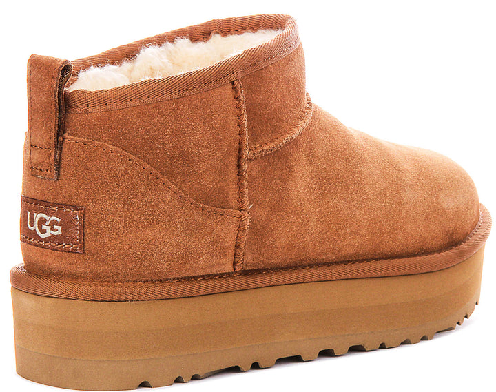 UGG Kids Classic Ultra Mini Platform In Chestnut For Junior