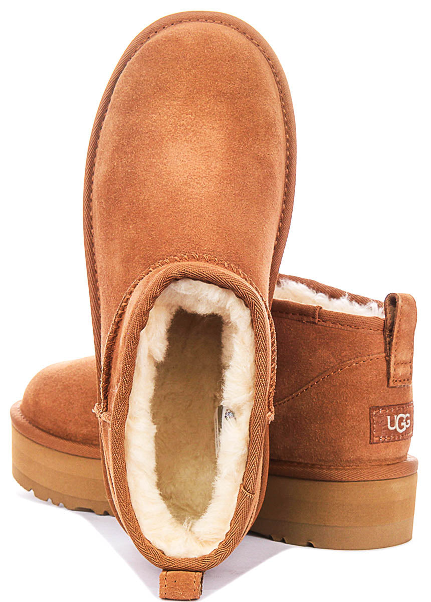 UGG Kids Classic Ultra Mini Platform In Chestnut For Junior