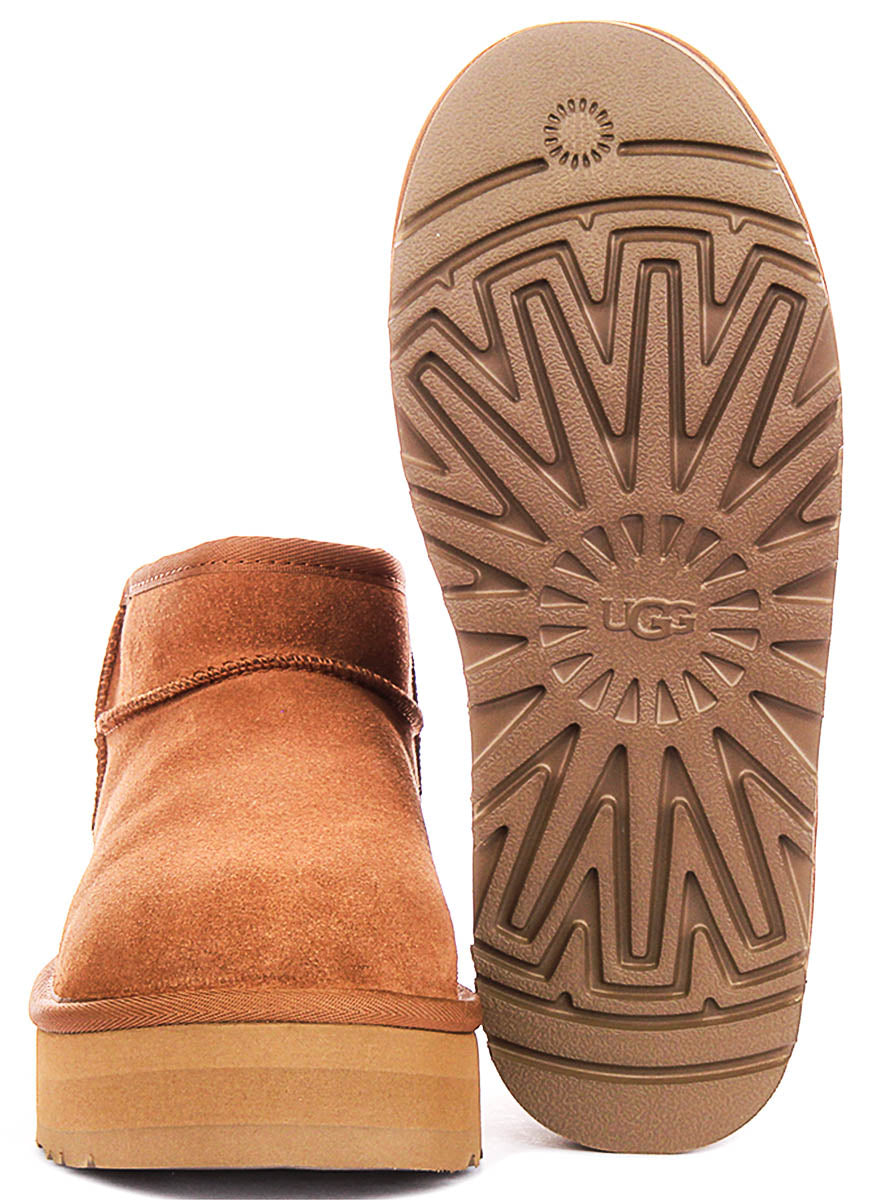 UGG Kids Classic Ultra Mini Platform In Chestnut For Junior