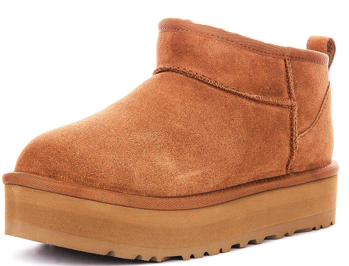 UGG Kids Classic Ultra Mini Platform In Chestnut For Junior