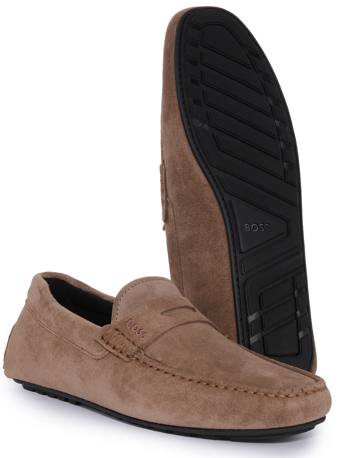 Boss Noel Mocc Suede In Chocobrown For Men