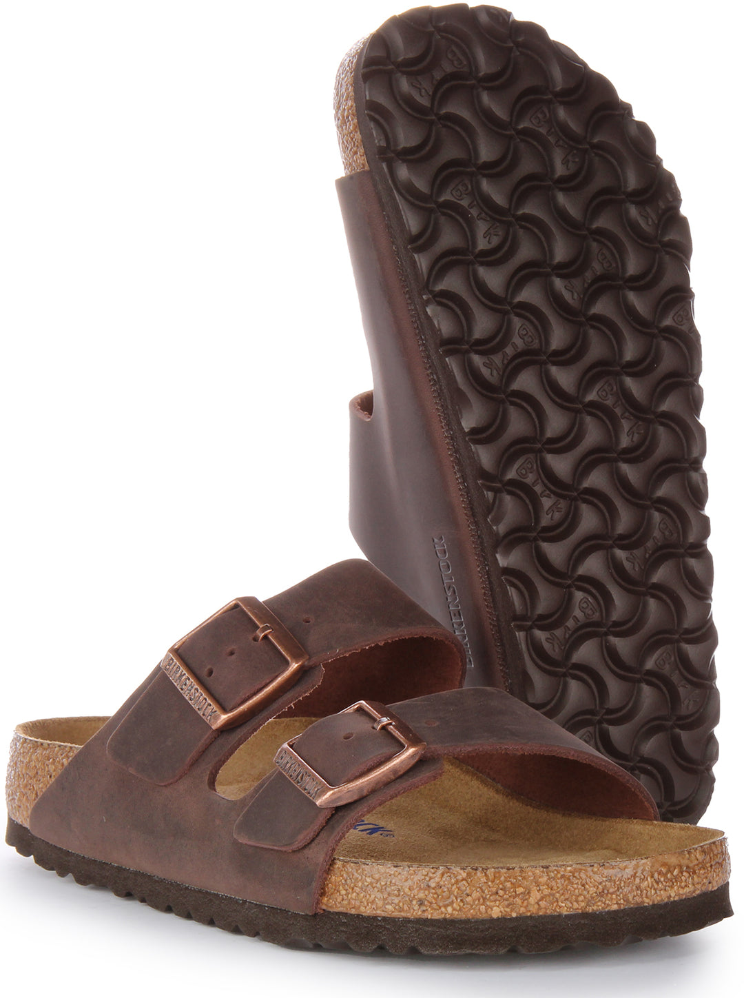 Birkenstock Arizona SFB Sandalo in pelle oliata a strappo da in cacao marrone
