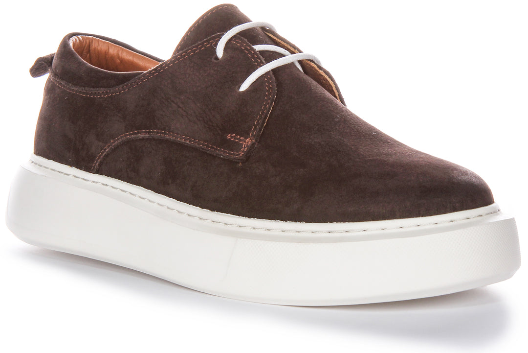 JUSTINREESS Earl Herren Freizeitschuhe mit Smart Casual Silhouette aus Nubukleder in Schokobraun