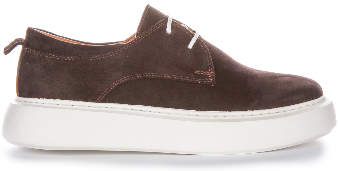 JUSTINREESS Earl Herren Freizeitschuhe mit Smart Casual Silhouette aus Nubukleder in Schokobraun