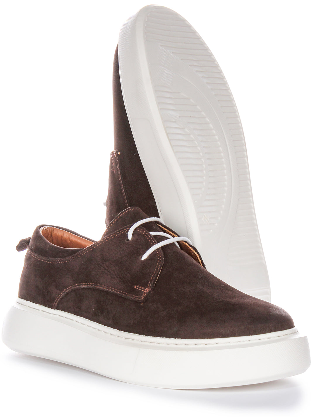 JUSTINREESS Earl Chaussures décontractées pour hommes en cuir nubuck avec silhouette élégante en brun chocolat