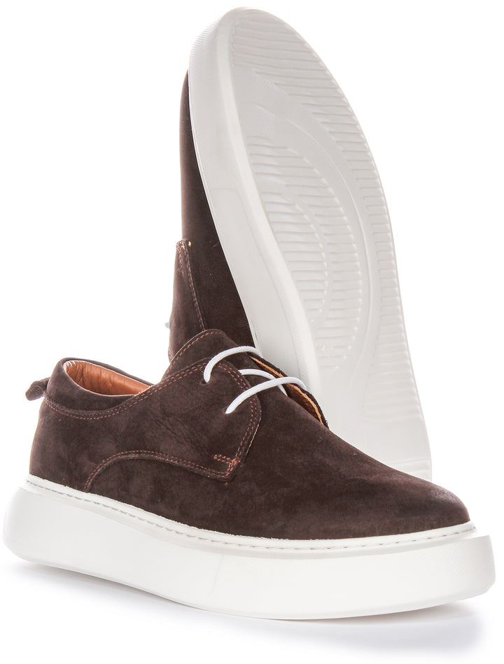 JUSTINREESS Earl Herren Freizeitschuhe mit Smart Casual Silhouette aus Nubukleder in Schokobraun