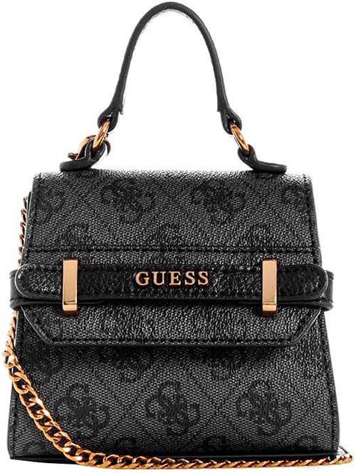 Guess Portamonete micro mini Sestri 4G Logo da donna In ecopelle color carbone