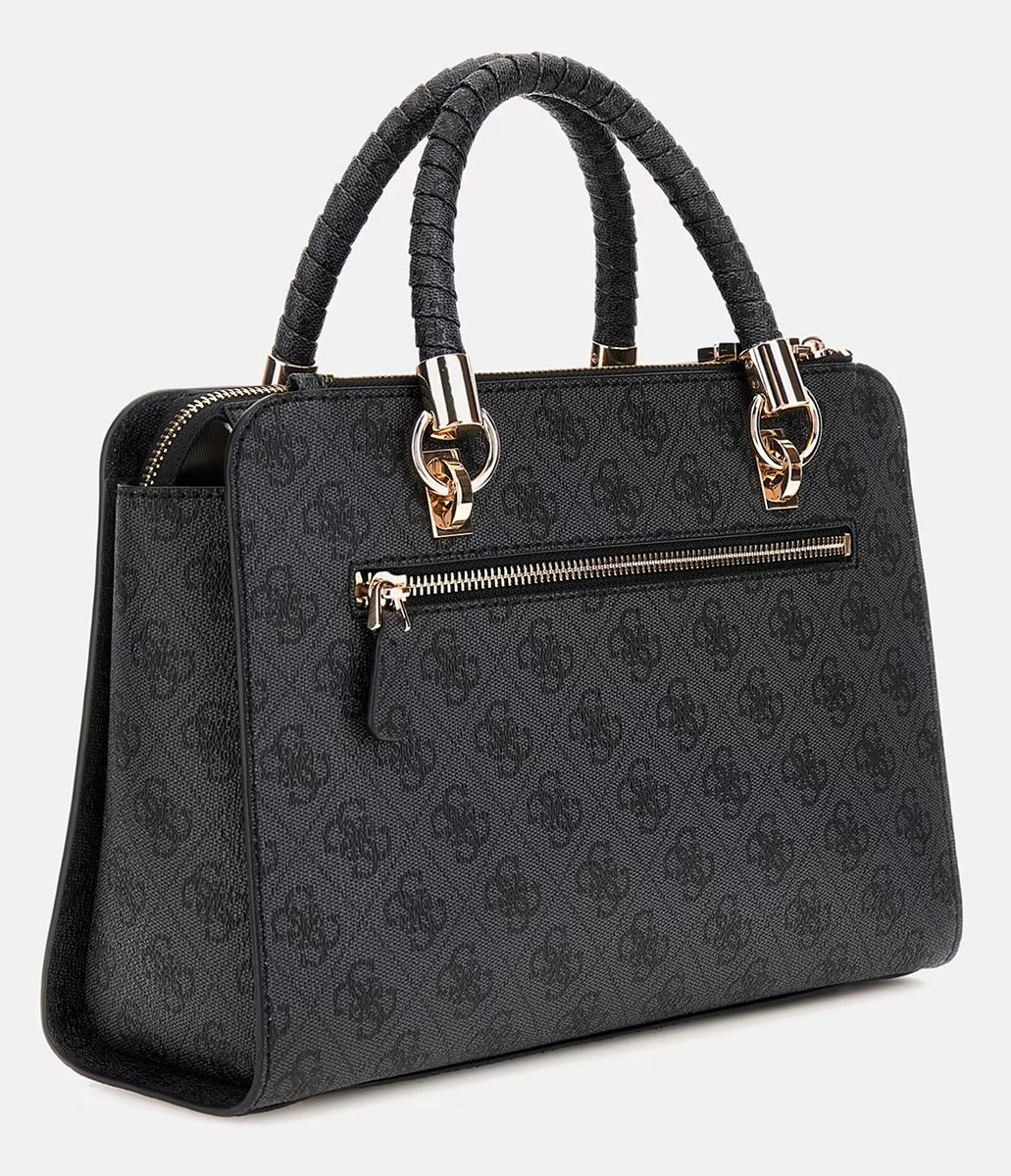 Guess Orlina 4G Logo Handbag In Coal For Women