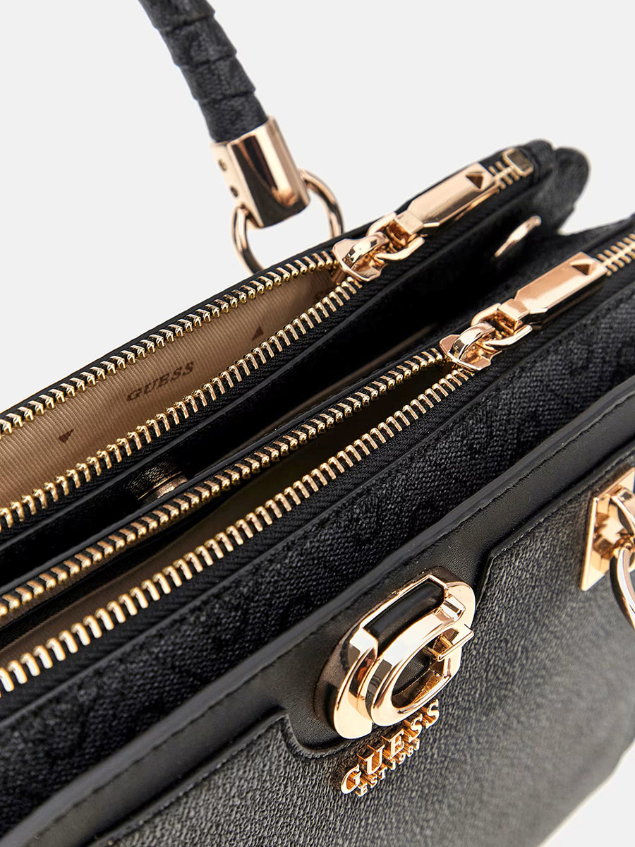 Guess Orlina 4G Logo Handbag In Coal For Women