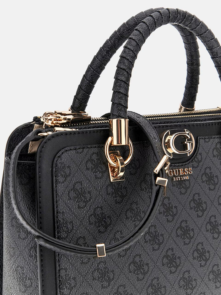 Guess Orlina 4G Logo Handbag In Coal For Women