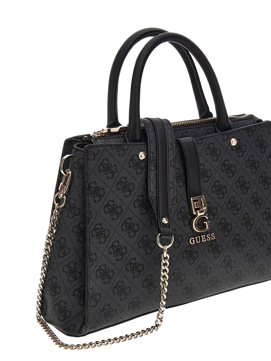 Guess Zamira 4G Logo Handbag In Coal For Women