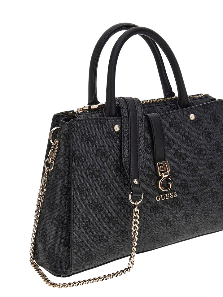 Guess Zamira 4G Logo Handbag In Coal For Women