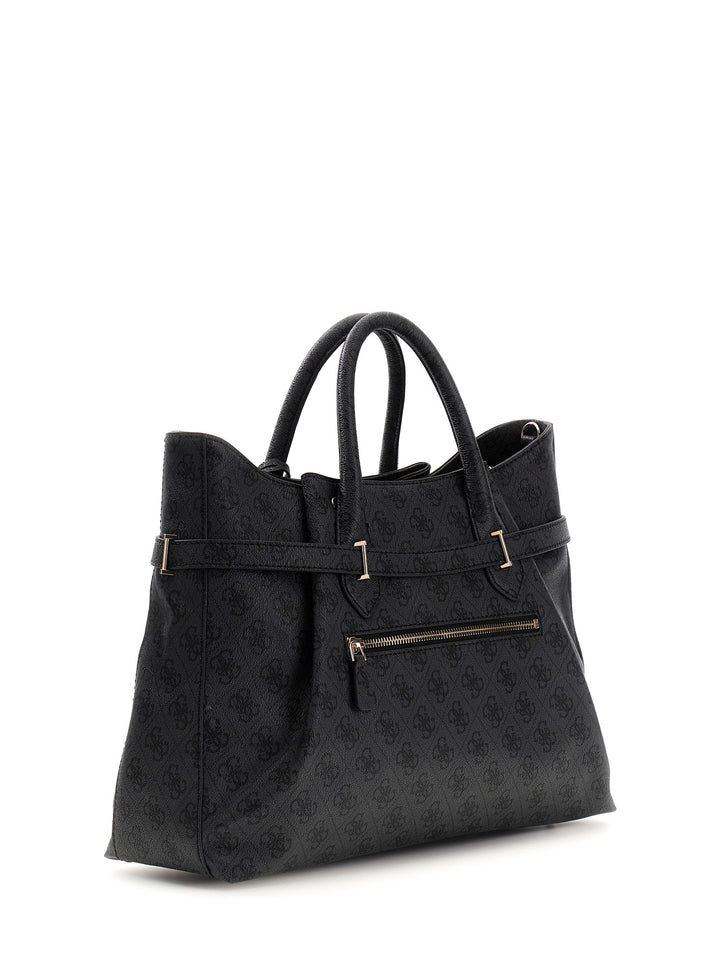 Guess Yesba Logo Handbag In Coal For Women