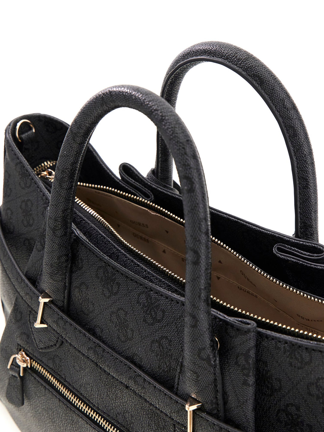 Guess Yesba Logo Handbag In Coal For Women