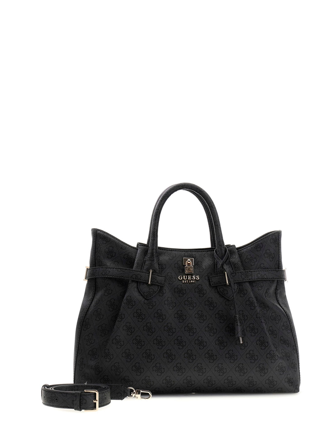 Guess Yesba Logo Handbag In Coal For Women