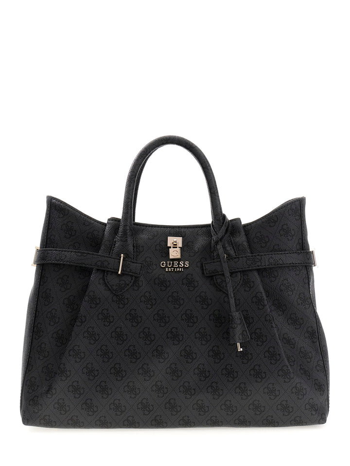 Guess Yesba Logo Handbag In Coal For Women