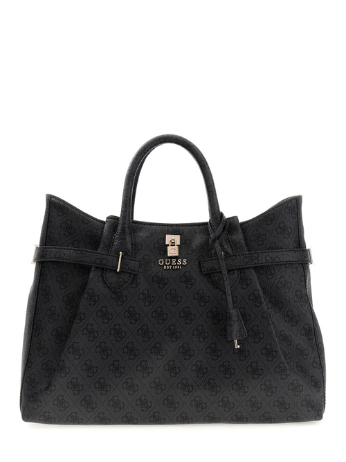 Guess Yesba Logo Handbag In Coal For Women
