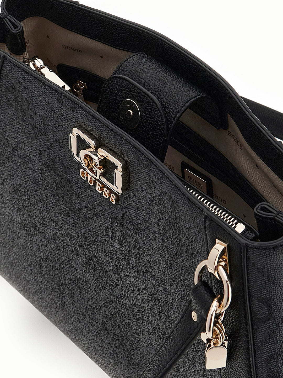 Guess Karnilla Logo Handbag In Coal For Women