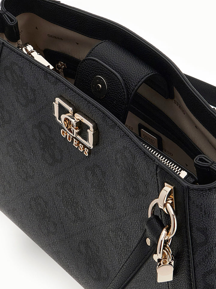 Guess Karnilla Logo Handbag In Coal For Women