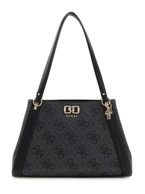 Guess Karnilla Logo Handbag In Coal For Women