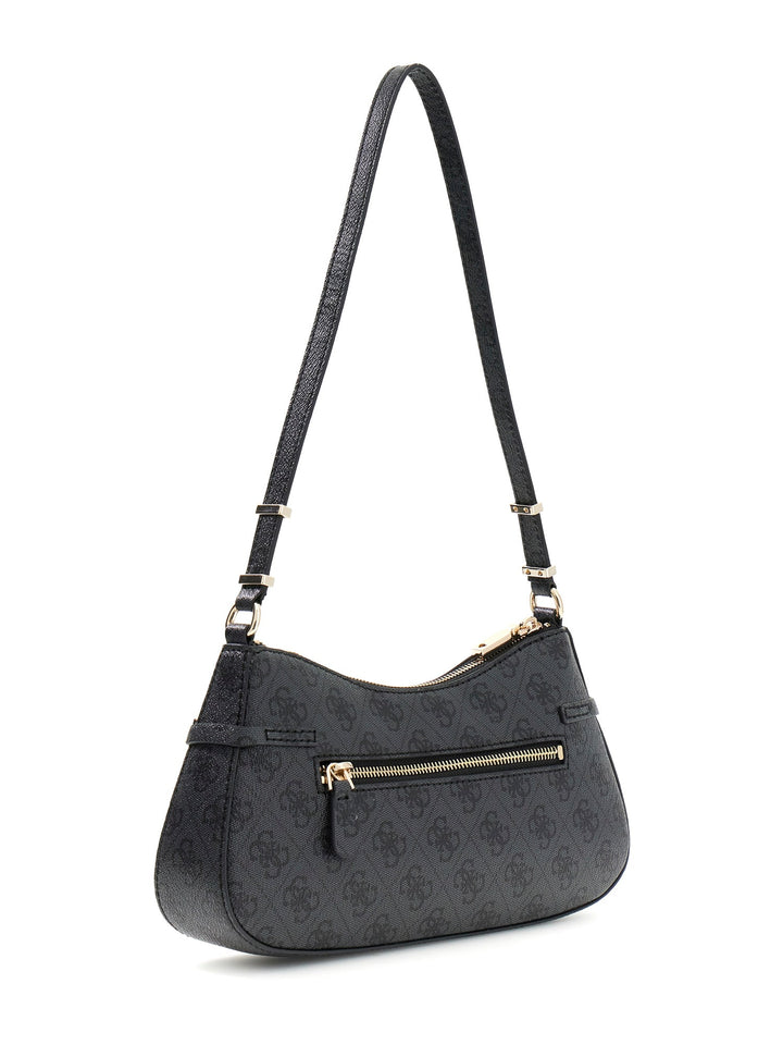 Guess Leona Logo Shoulder Bag In Coal For Women