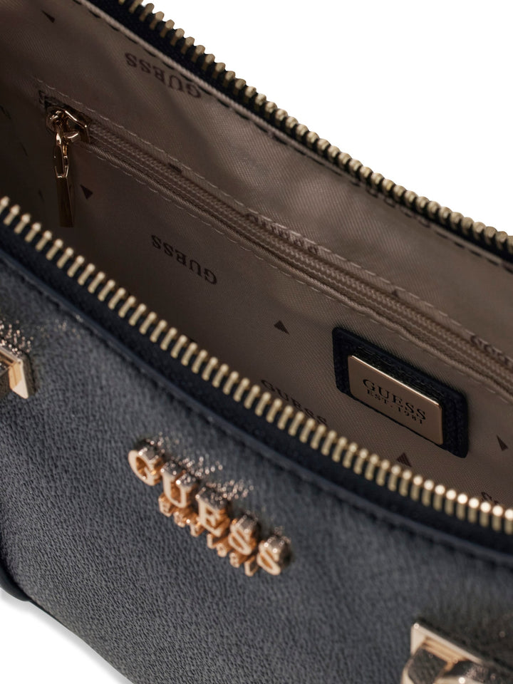 Guess Leona Logo Shoulder Bag In Coal For Women