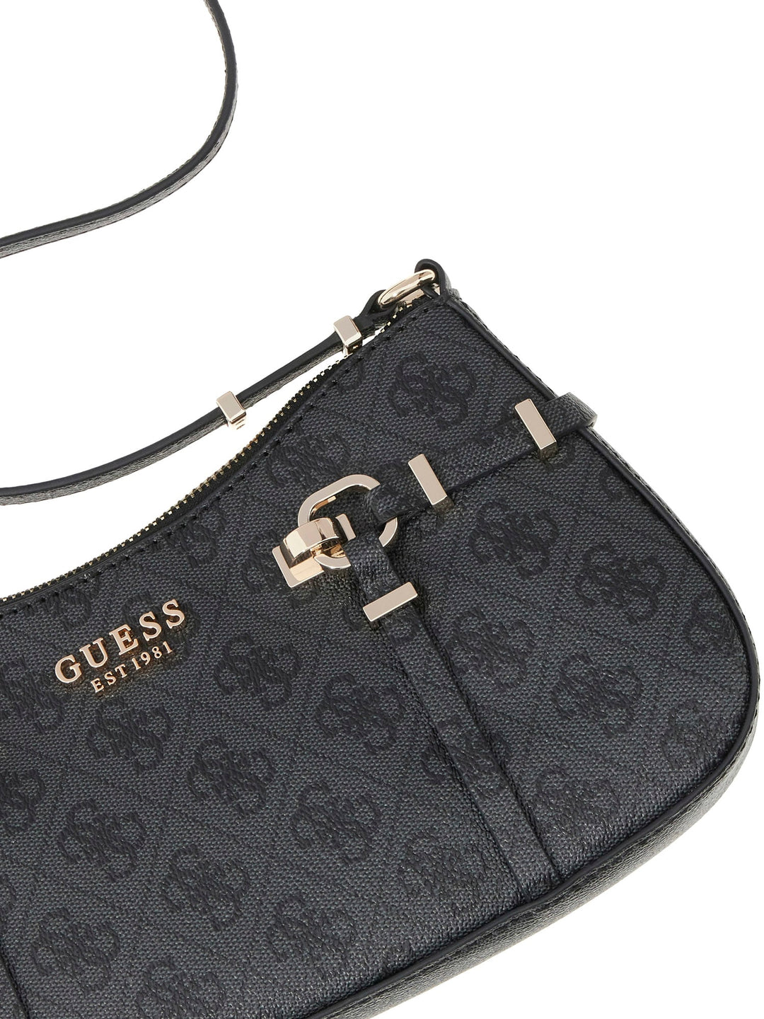Guess Leona Logo Shoulder Bag In Coal For Women