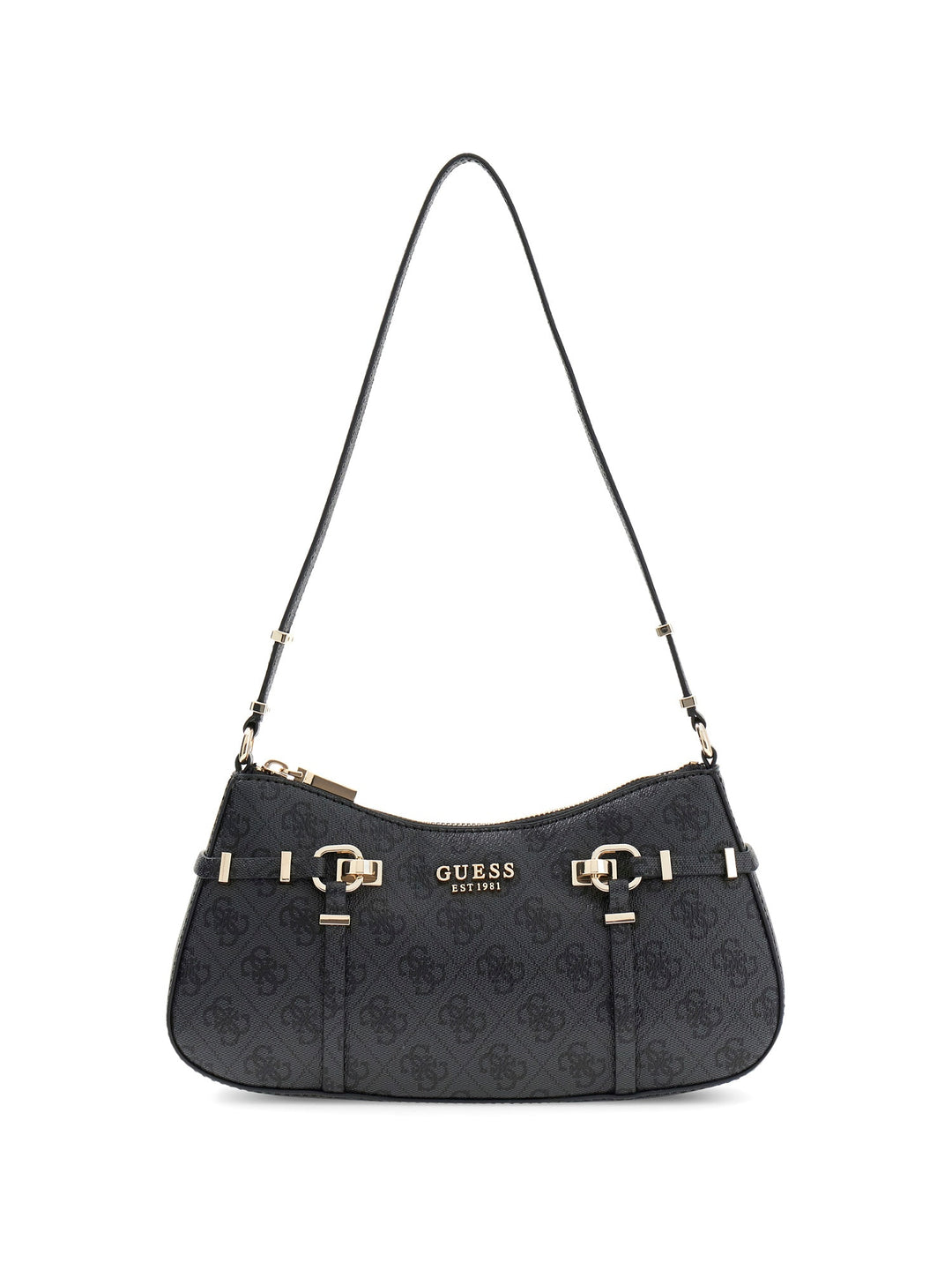 Guess Leona Logo Shoulder Bag In Coal For Women