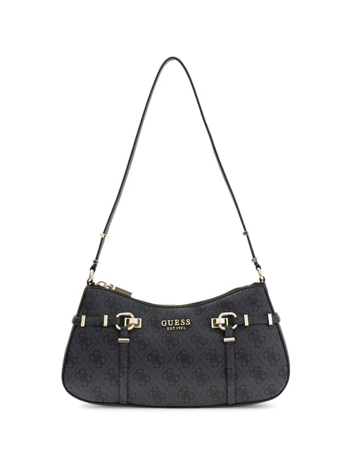 Guess Leona Logo Shoulder Bag In Coal For Women