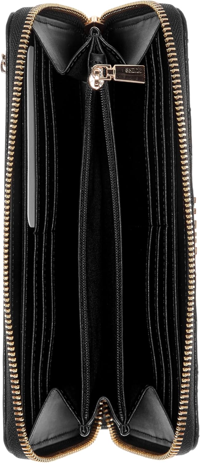 Guess Karnilla Logo Maxi Wallet In Coal For Women
