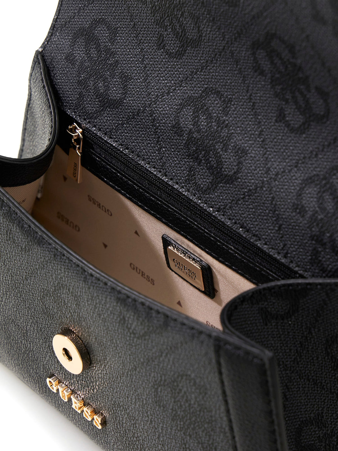 Guess Karnilla Logo Shoulder Bag In Coal For Women