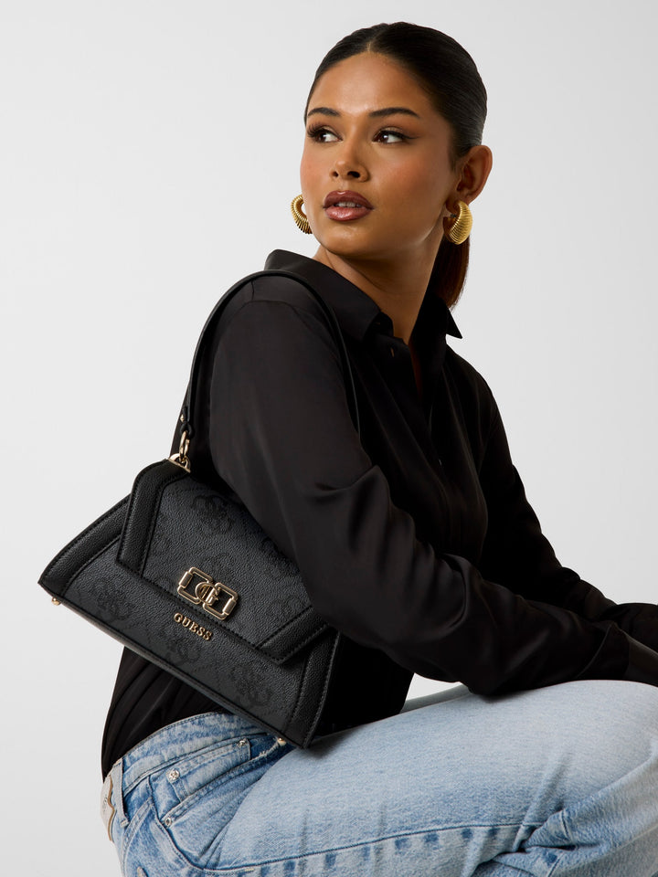 Guess Karnilla Logo Shoulder Bag In Coal For Women