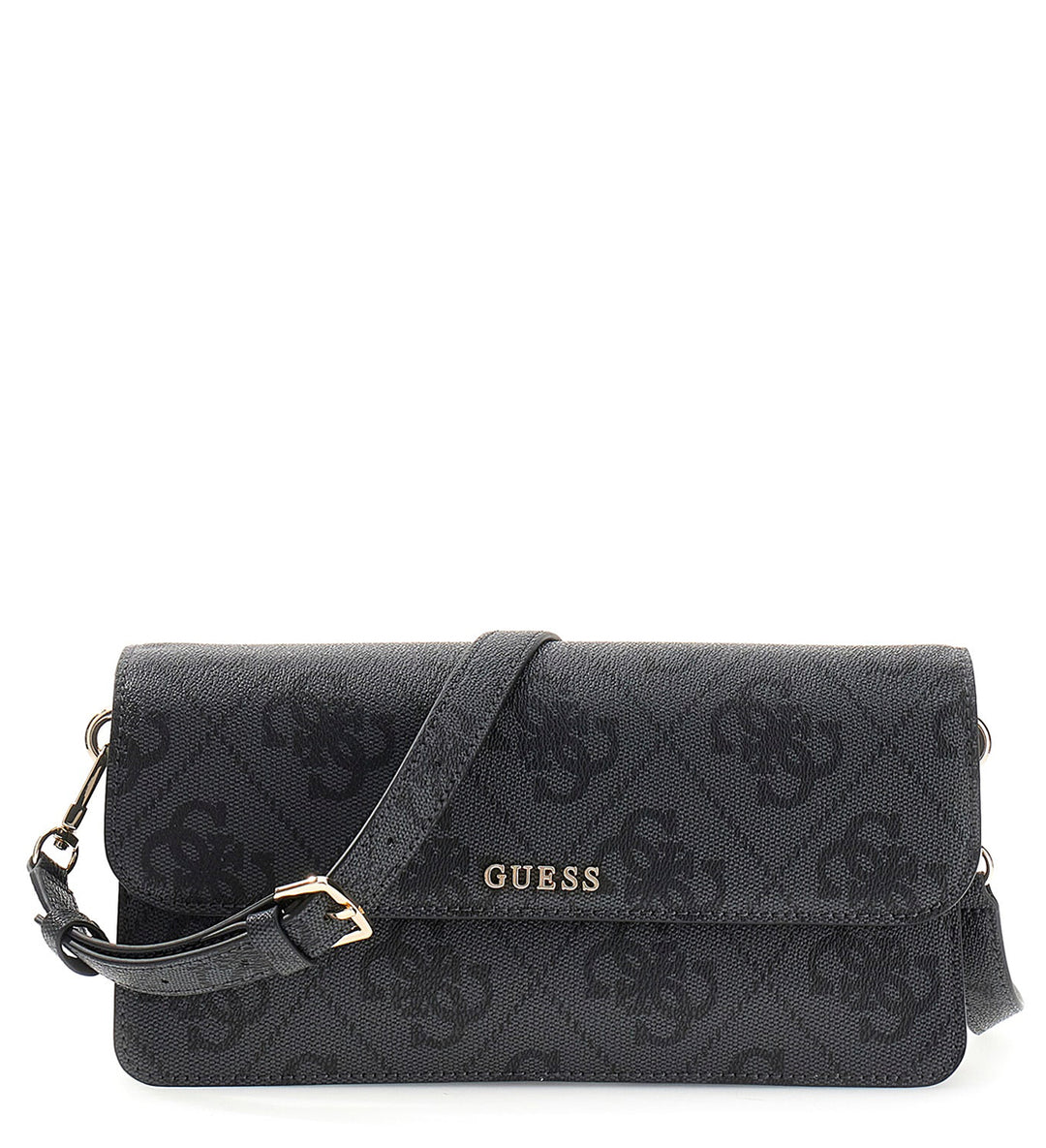 Guess Sadie Flap Shoulder Bag In Coal For Women