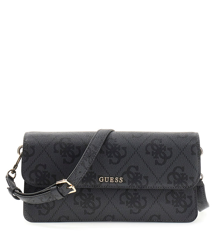 Guess Sadie Flap Shoulder Bag In Coal For Women