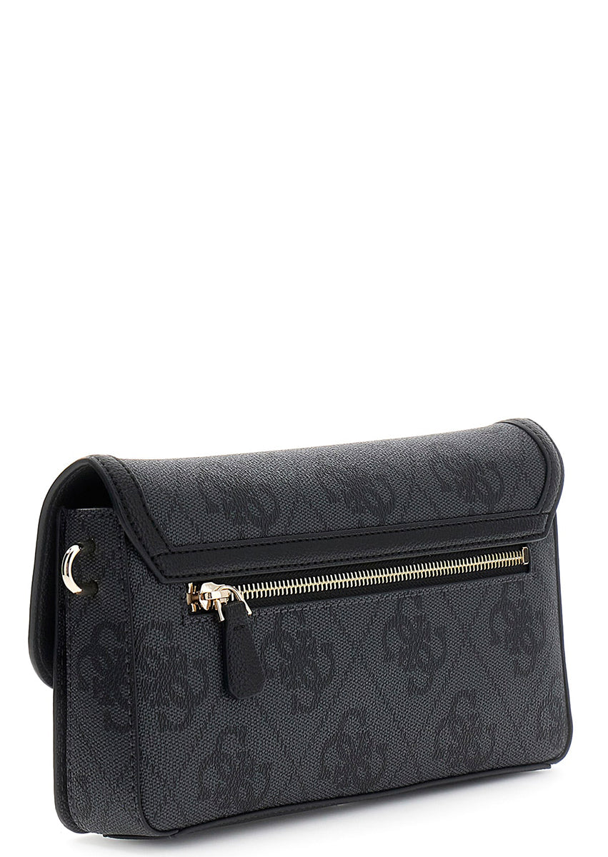 Guess Sadie Flap Shoulder Bag In Coal For Women
