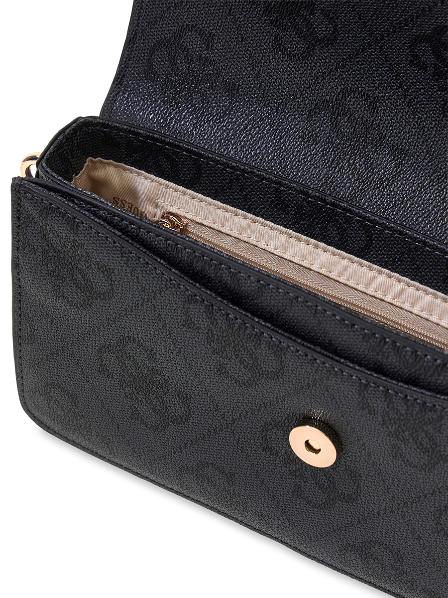 Guess Sadie Flap Shoulder Bag In Coal For Women