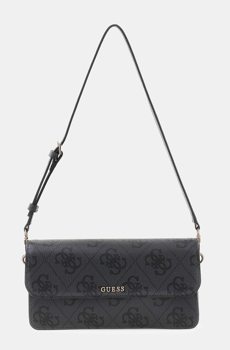 Guess Sadie Flap Shoulder Bag In Coal For Women