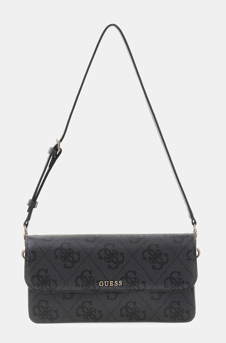 Guess Sadie Flap Shoulder Bag In Coal For Women