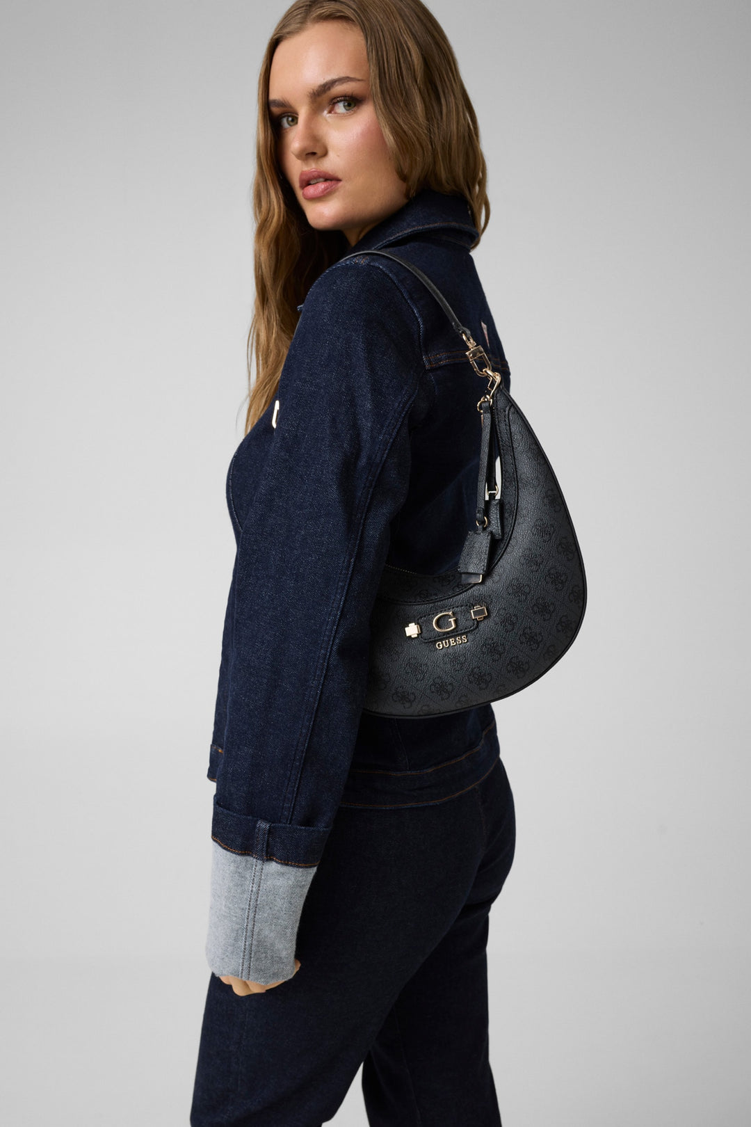 Guess Lindsey Hobo Bag In Coal For Women