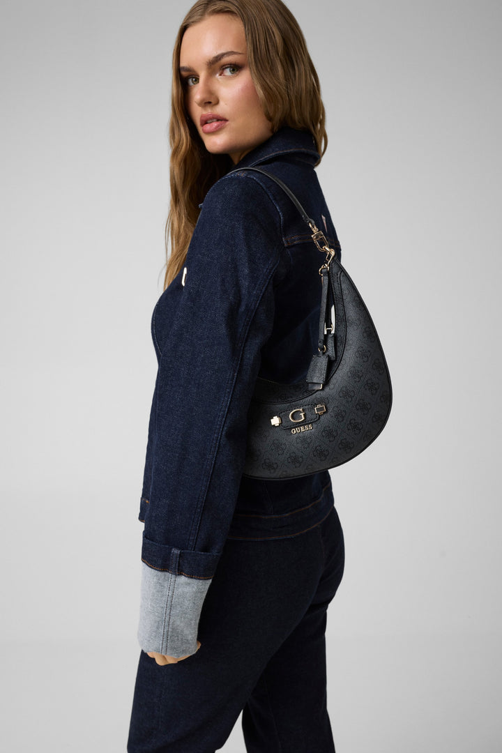 Guess Lindsey Hobo Bag In Coal For Women